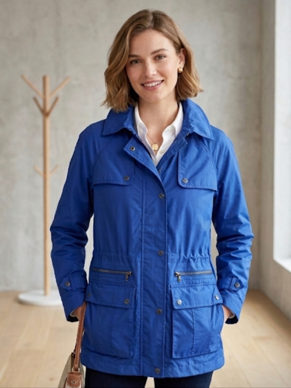 Peter Millar Sail Blue Full Zip Waterproof Golf Jacket Women's Size Medium